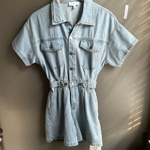 Short Sleeve Light Wash Denim Romper